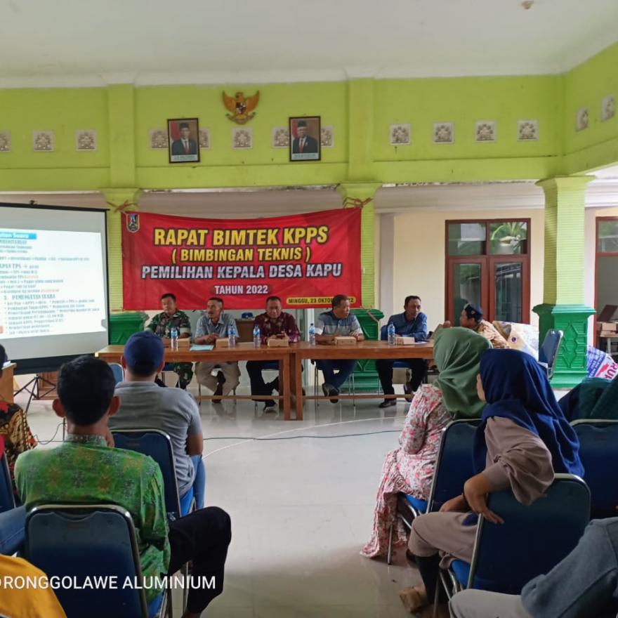 Rapat sosialisasi Pembekalan KPPS Pemilihan Kepala Desa Kapu Tahun 2022